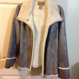 Peck & Peck Silver Faux Fur Lined Jacket